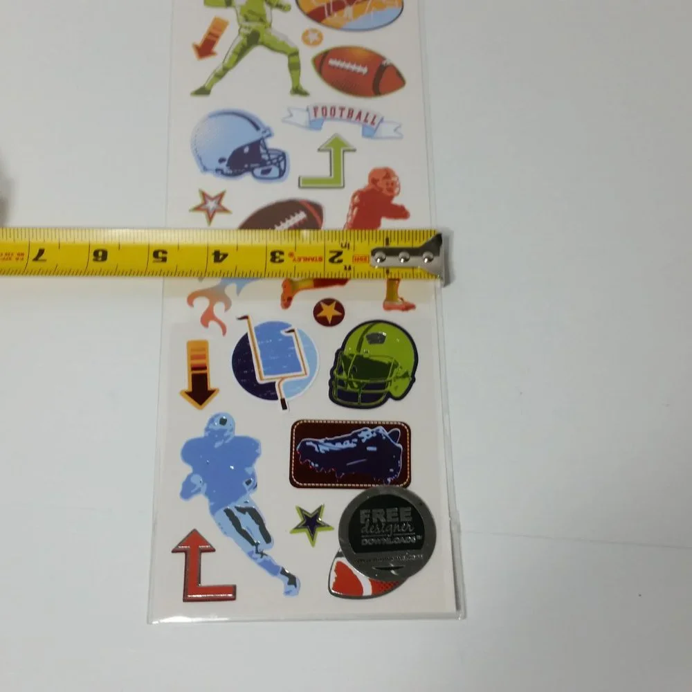 Football Sports Stickers Scrapbook 3 Sheets